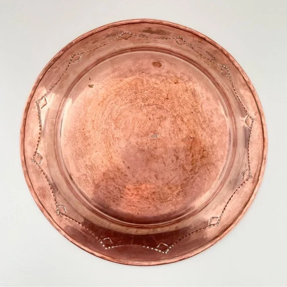 Vintage Sergei Nekrassoff Signed Hand Hammered Copper Bowl 10 inch Beading Rare